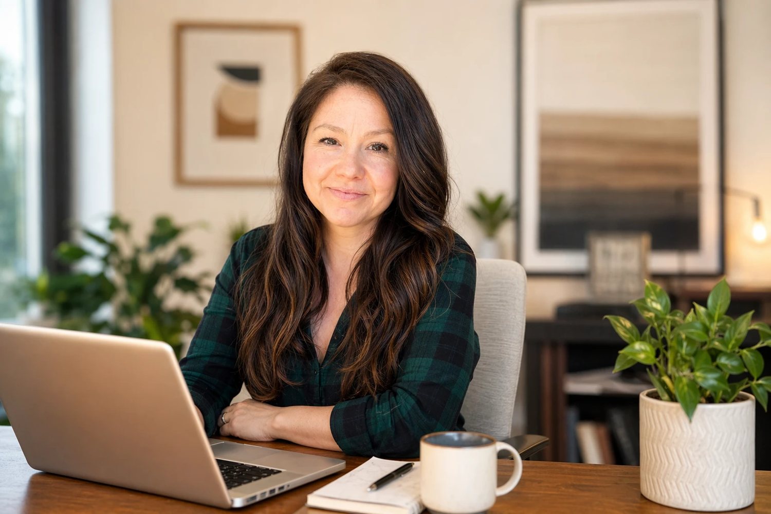 Dr. Stephanie Thrower at her desk, smiling